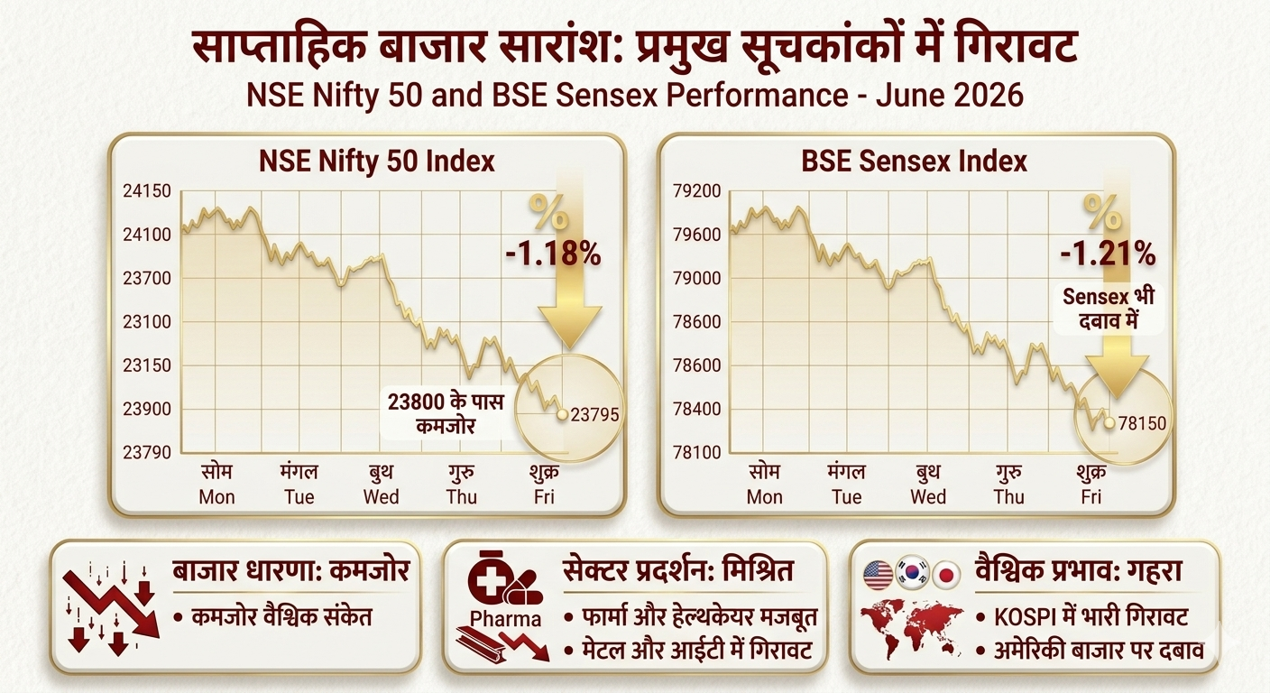वैश्विक बाजारों में बिकवाली से भारतीय शेयर बाजार पस्त, निफ्टी 1.15% से अधिक टूटकर 23800 के स्तर पर बंद हुआ